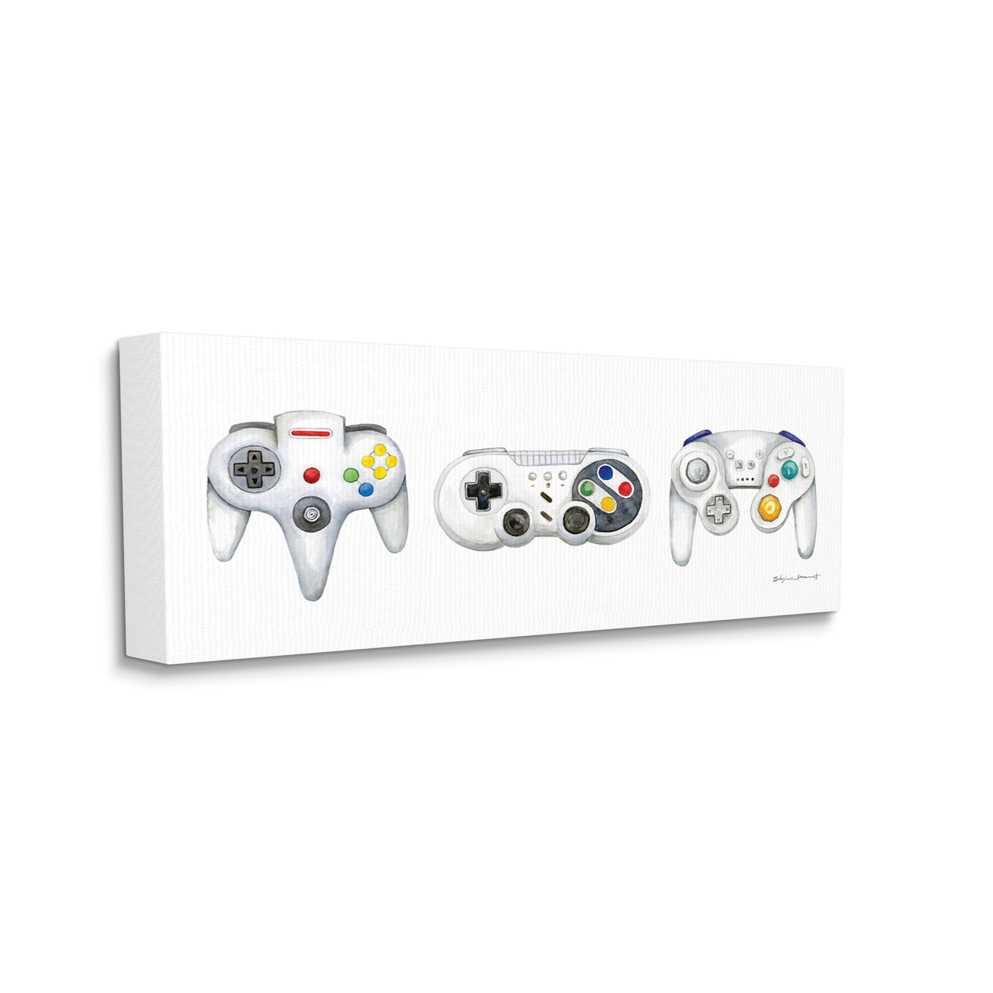 Stupell Vintage Video Game Controllers Beauty & Fashion Painting Gallery Wrapped Canvas Print Wall Art
