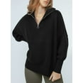 thumbnail image 3 of DAKIMOE Sweaters for Women Oversized Sweater 2023 Fall Long Sleeve Quarter Zipper Collar Drop Shoulder Slouchy Pullover Tops Turtleneck Sweatshirt Half Zip Tops, Black, L, 3 of 7