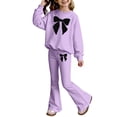 thumbnail image 4 of Wxolcjlv Girls Outfits Bow Print Long Sleeve Sweatshirt and Flared Pants Sets, Sizes 3-10, 4 of 4