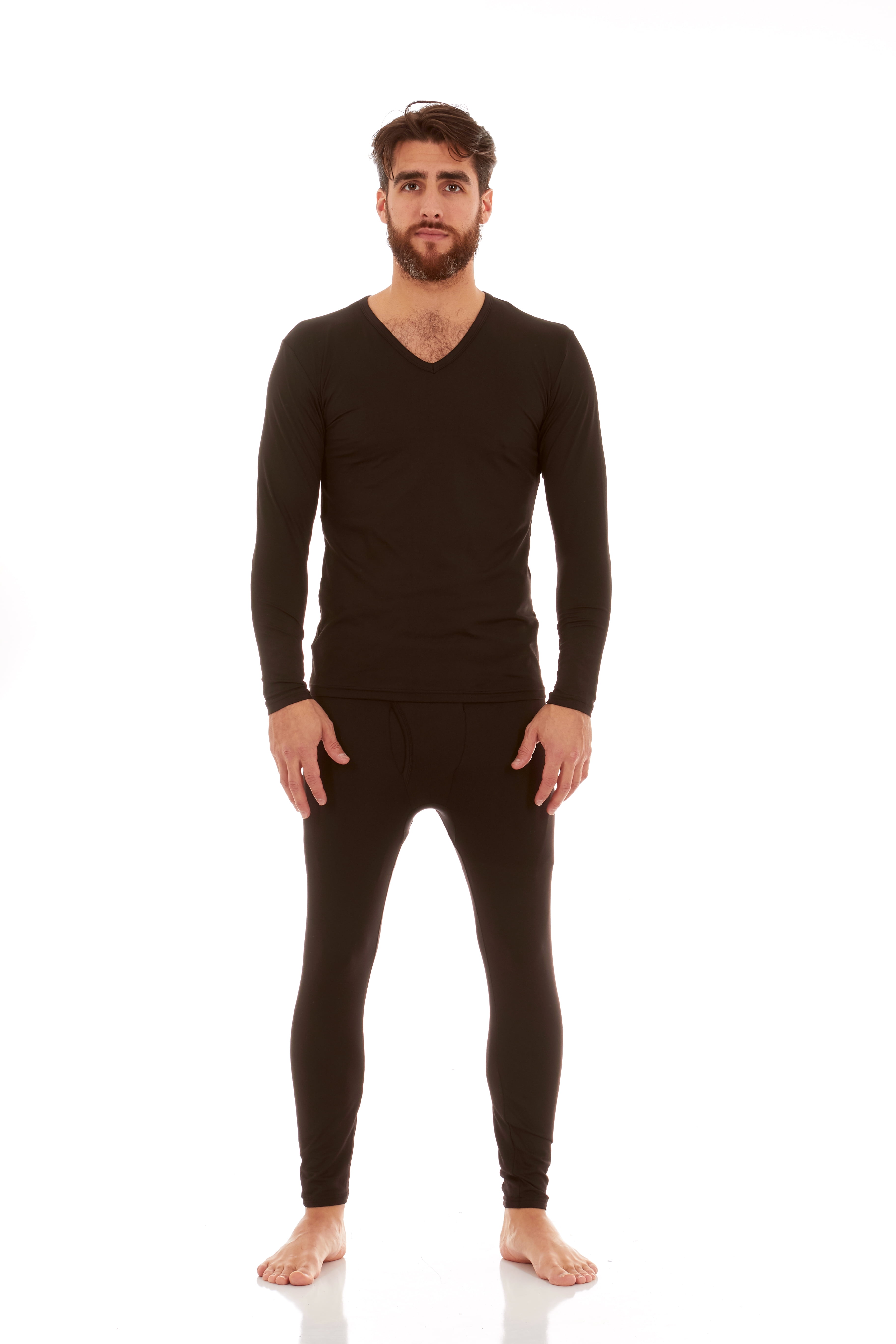 Thermajohn Men's Ultra Soft V-Neck Thermal Underwear with Fleece Lined ...