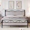 thumbnail image 3 of Queen Size Bed Frame with Headboard, Industrial Platform Full Bed Frame with 14 Strong Metal Slats Support, 11'' Under-Bed Storage, No Noise, Easy Assembly, Oak Grey, 3 of 8
