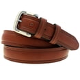 thumbnail image 1 of Men 1 1/4 Rich Brown Bridle Leather Domed Belt Double Loop Brushed Nickel Buckle, 1 of 4