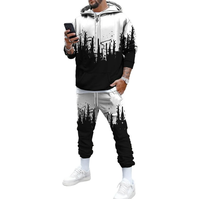 Frontwalk Mens Sweat Suit Set Tracksuit Jogging 2 Piece Athletic Outfit Hoodie Sports Sweatsuit Pullover Sets
