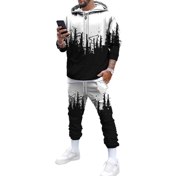Bellella Conjuntos de jogger para hombre Sudaderas de dos piezas + Trajes de pantalón Conjunto de chándal con capucha Sudaderas con capucha informales Sudadera de 2 piezas Ropa de salón