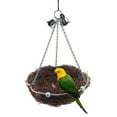 thumbnail image 4 of Nido de paja para loros, columpio colgante con cascabeles (27 x 20 cm), 4 of 11
