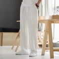 thumbnail image 5 of Men’s Linen Casual Pants Summer Thin Wide Leg Straight Barrel Loose Fit Trousers, 5 of 8