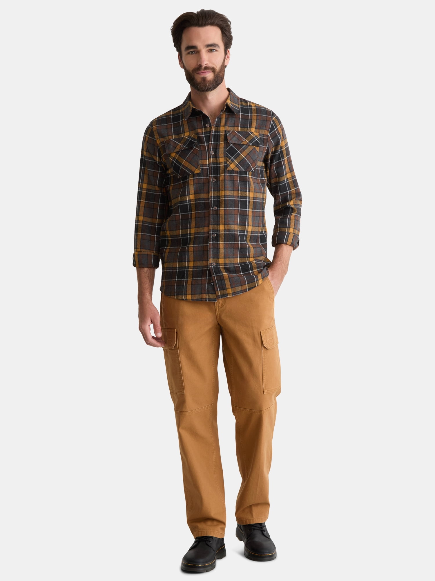 Burnside Men's and Big Men's Modern Fit Plaid Flannel Shirt with Long Sleeves, Sizes S-2XL