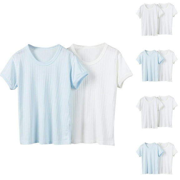 Agkizg Girl's Performance T-Shirt,Kids Athletic Shirts,Girls 2-Pack Solid Color Summer Tees Soft Thin Breathable Short Sleeve T-Shirts Pack of Basic Layering Tops for Girls