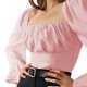 thumbnail image 4 of SAYOO Blusa plegada para mujeres, camiseta cuello cuadrado de manga larga SAYOO moda, 4 of 8