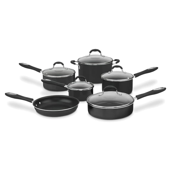 Cuisinart Advantage 11-Piece Nonstick Hard Aluminum Cookware Set, Black