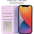 thumbnail image 3 of Compatible with iPhone 12 Pro Max Wallet Case,[3 Card Slots] [1 Cash Pocket] [Stand Feature] Magnetic Top Layer Leather Cover Shockproof Cat Eye Style Case for iPhone 12 Pro Max,6.7 inch Purple, 3 of 17