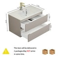 thumbnail image 6 of 32 Inch Wall Mounted Bathroom Vanity with Sink, Floating Bathroom Vanity with 2 Large Drawers and Soft-Close System, Modern  Wood Frame Storage Cabinet for Home, Gray, 6 of 6