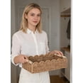 thumbnail image 4 of Handmade Woven Storage Basket – Scalloped Edge Paper Rope Organizer with Wooden Handles, Small Decorative Basket for Bathroom Counter, Shelf, Coffee Table(Brown), 4 of 5
