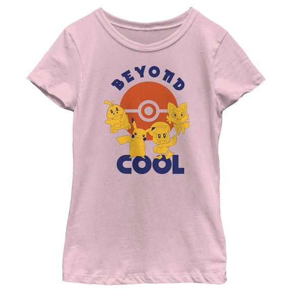 Girl's Pokemon Beyond Cool  Graphic Tee Light Pink Medium