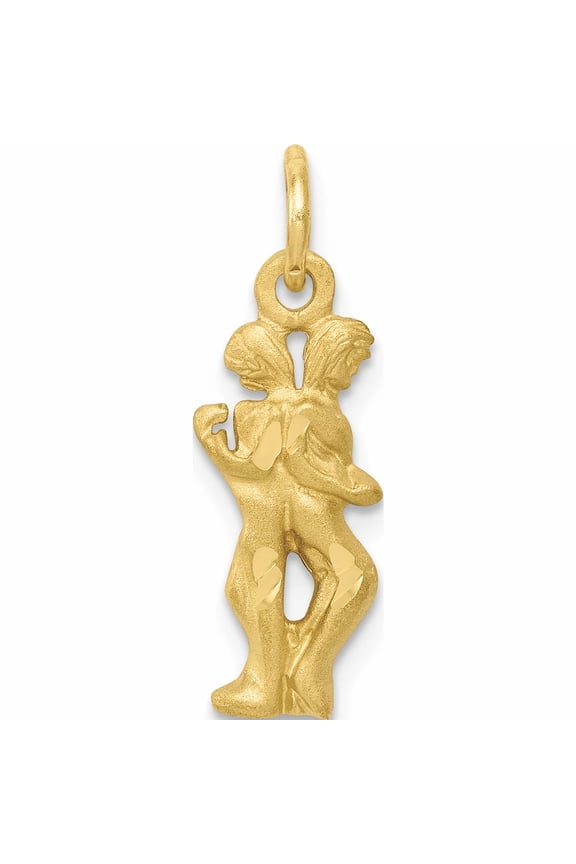 10K Yellow Gold Gemini Zodiac Charm (20 X 6) Made In United States -Jewelry By Sweet Pea