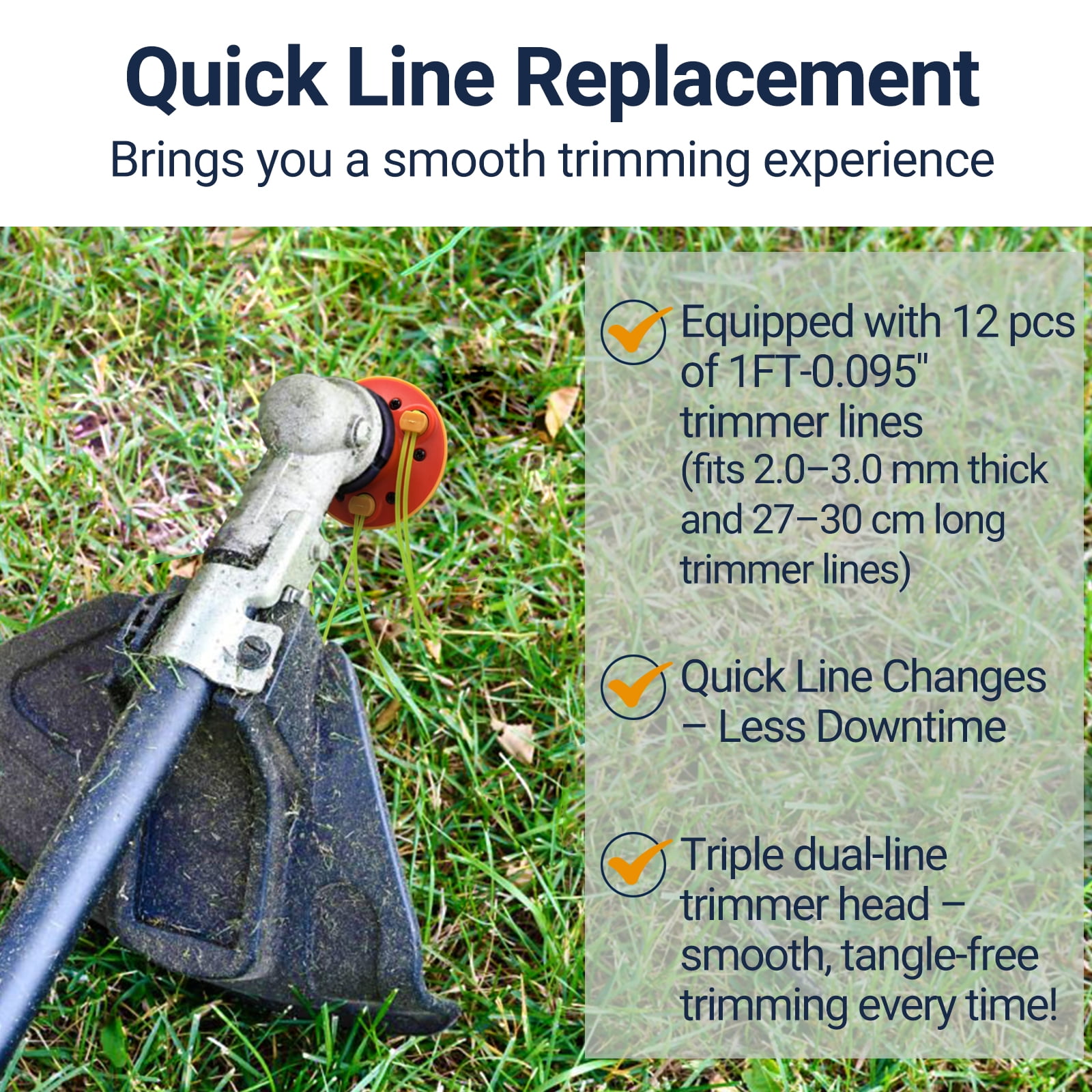 Universal Weed Eater Head, Easy Load String Trimmer Head Replacement Weed Wacker Head for Echo, Ego, Dewalt, Stihl, and Husqvarna, Includes 12pcs 1FT-0.095" Trimmer Line