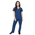 thumbnail image 1 of Elements Select ES2976 Women's Mock Wrap Top and Cargo Pocket Yoga Pant Scrub Set Navy Small, 1 of 7