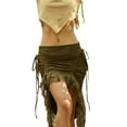 thumbnail image 2 of Gureui Women's Retro Dovetail Skirt, Solid Color Ruffled Lace Trim Patchwork Drawstring Pleated Cross Bandage Irregular Skirt Daily wear, 2 of 7