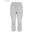 thumbnail image 4 of BadPiggies Womens High Waist Yoga Pants Ruched Textured Capri Tummy Control Workout Leggings (S, Gray), 4 of 7