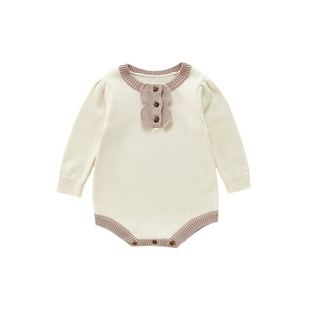 

Seyurigaoka Lovely Baby Girl Romper Long Sleeve Round Neck Knitwear Bodysuit