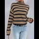 thumbnail image 5 of Suéter de Punto A Rayas con Bloques de Color y Larga para Mujer, Informal, Otoño e Invierno Rayas Marrones M, 5 of 7