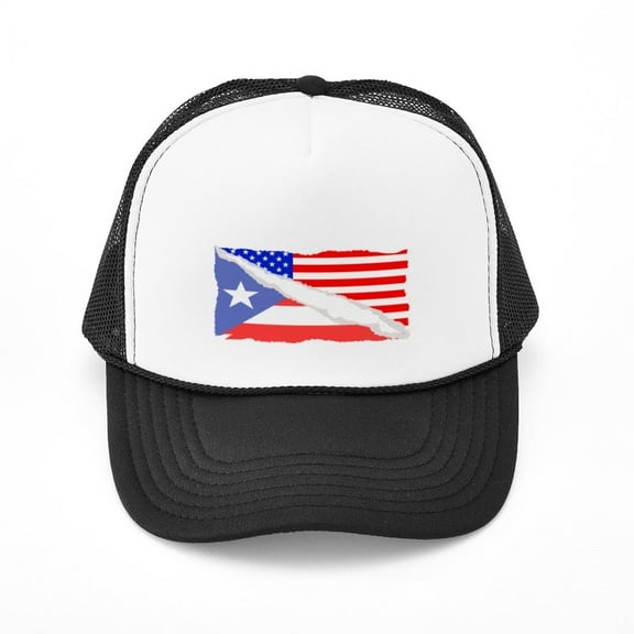 CafePress - Puerto Rican American Flag - Adjustable Unisex Printed Trucker Hat with Mesh Back