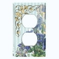 thumbnail image 2 of Metal Light Switch Plate Outlet Cover Elegant Blue Floral Striped Damask FLW069, 2 of 13