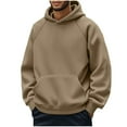 thumbnail image 2 of pstuiky manga larga para hombre, Sudadera deportiva informal de color liso para hombre, con bolsillo y manga larga, con capucha y cierre a presión camisetas de hombre l, 2 of 6