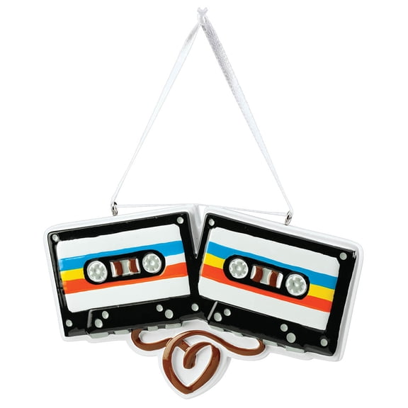Cassette Tape Chrisas Ornament - Nostalgic Retro Ornament - Celebrates Love and Mix Tape Era - Made of 100% Resin, Holiday Décor -  Measures 4 1/4" Wide x 2 1/2" Long x 1/2" High