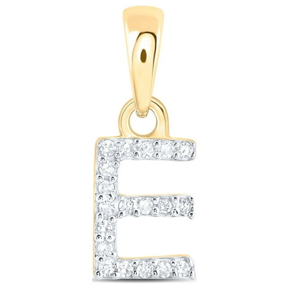 10kt Yellow Gold Womens Round Diamond E Initial Letter Pendant 1/20 Cttw