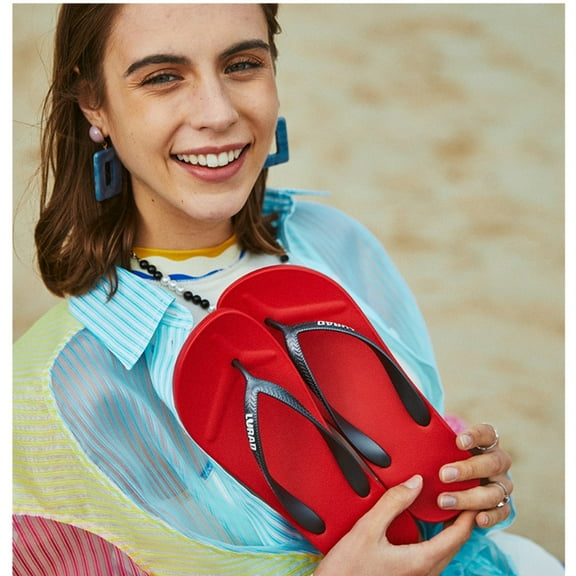 Yougu Slip Resistant Women's Thick-Sole Thong Sandals Red US 6-7