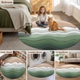 thumbnail image 6 of Abstract Round Area Rugs 3 ft, Sage Green Brown Gradient Waves Beach Lines Washable Small Area Rug with Non-Slip Sturdy Edge Binding Round Front Door Mat Floor Carpet for Entryway, 6 of 9