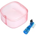 thumbnail image 1 of Stylish Denture Case with Vent Holes, Denture Bath Cup with Brush, Denture Box for Soaking & Cleaning, Large Container for Retainers and Aligners (Pink), 1 of 7