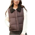 thumbnail image 2 of DAFPZW Womens Puffer Vest Sleeveless Zip Up Quilted Jacket Solid Color Winter Warm Padded Coats Turn Down Collar Vests, 2 of 9