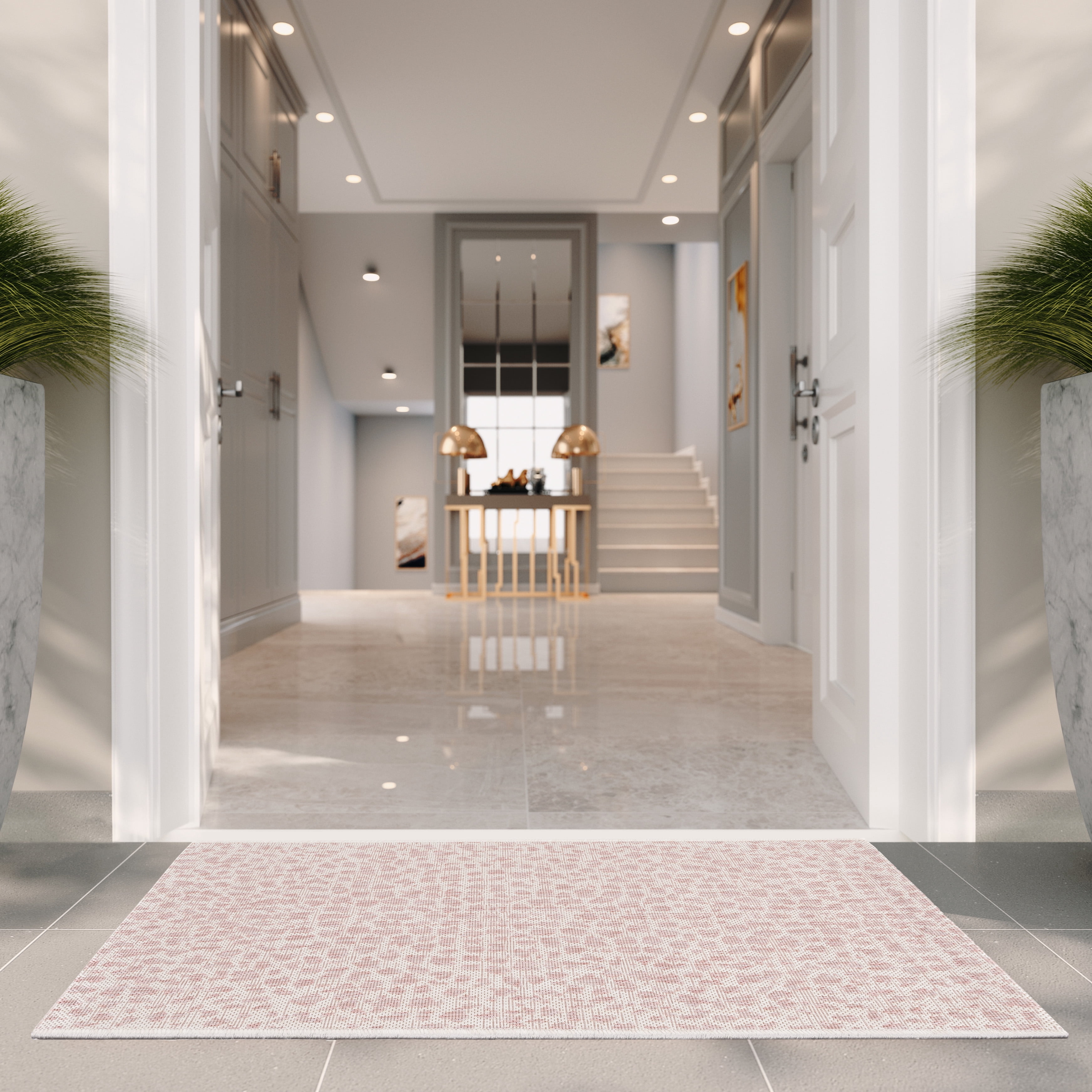 Safavieh Courtyard Karina Animal Indoor/Outdoor Area Rug, Ivory/Blush Pink, 8' x 10'