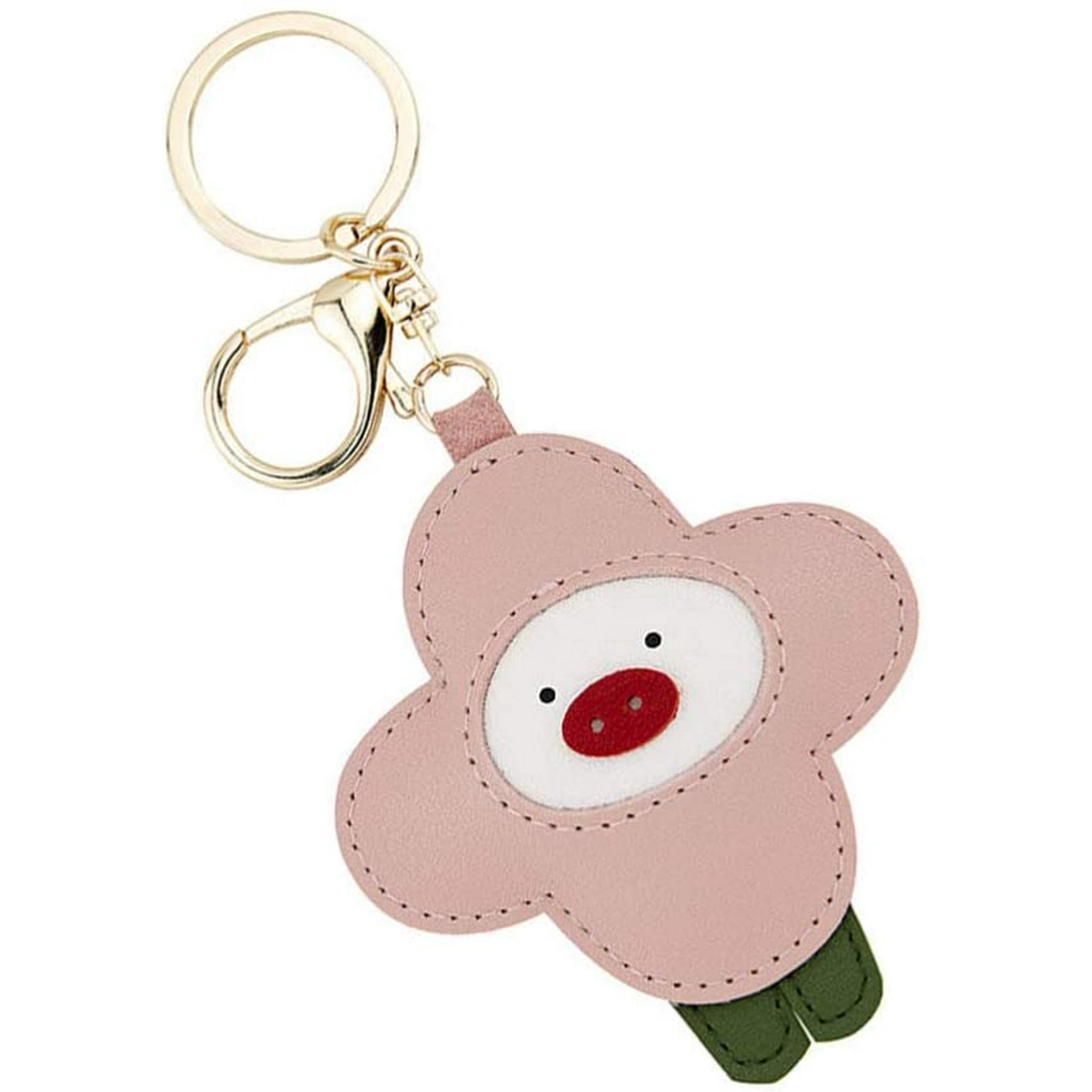 Flower Leather Keychain Pig Key Ring Cartoon Bag Charm for Handbags Tote  Purse Car (Pink) | Walmart Canada