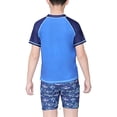 thumbnail image 4 of IEFIEL Kids Boys 3Pcs Swimsuit Short Sleeve Swimming T-Shirt with Shorts and Hat Surfing Rash Guard,Sizes 3-13, 4 of 4