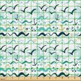 thumbnail image 2 of Ambesonne Maritime Fabric by the Yard Upholstery, Horizontal Seagulls Lines, 1 Yard, Seafoam White, 2 of 5