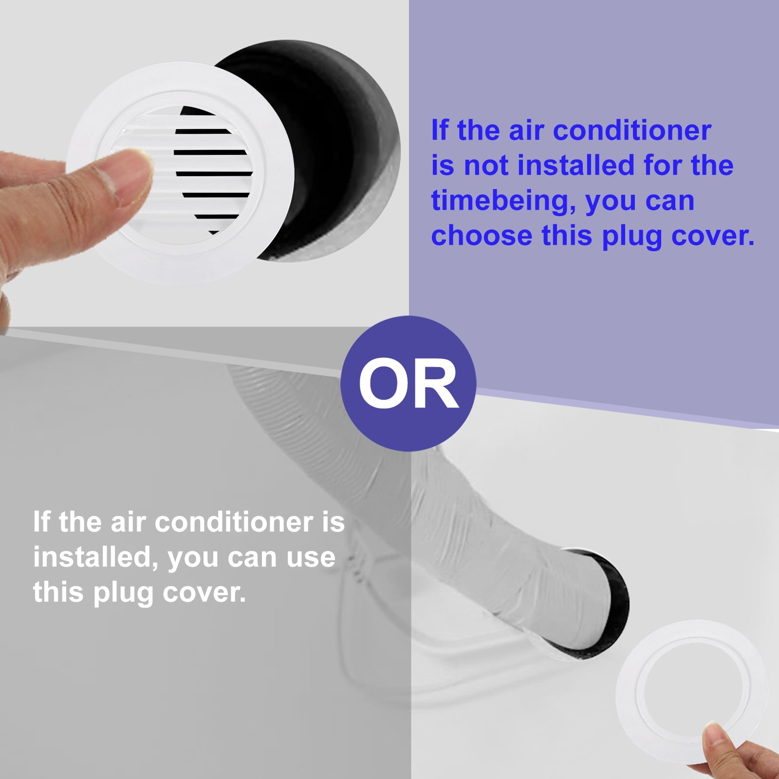 Round Air Vent 4" (102mm), ABS Vent Cover Louver Grille Vent for Bathroom Office Kitchen Bedroom, White, 2 Pack