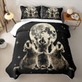 thumbnail image 2 of Castle Fairy Wildlife Raccoons Quilt Full,Moon Stars Print Full Bedspread Sets,Black Cream White, 2 of 7