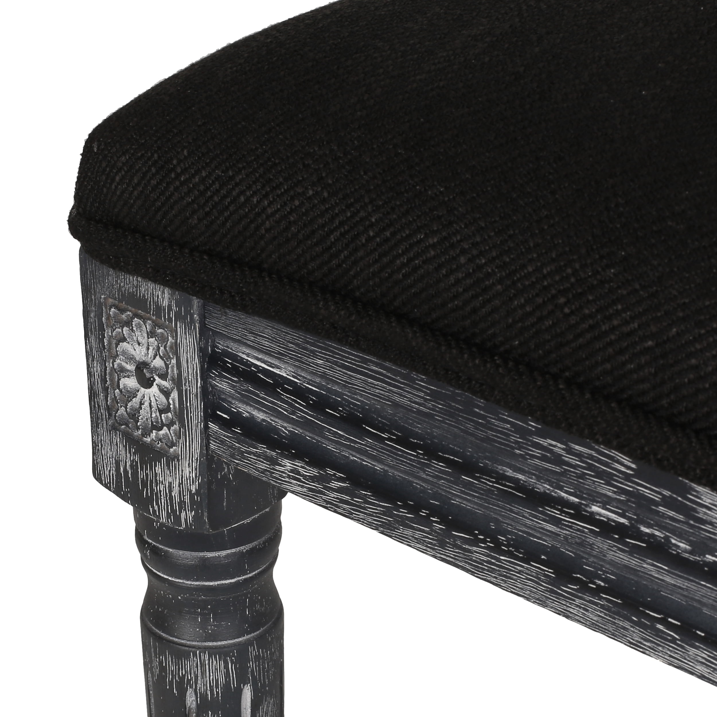 Noble House Robin French Wood Upholstered Dining Chair, Set of 4, Black