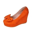 thumbnail image 1 of Orange Womens Block Heel Shoes Round Toe High Heel Thick Sole Comfortable Non Slip Soft Sole Bow Durable Lightweight Breathable All Day Walking Use, 1 of 8