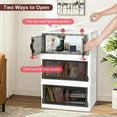 thumbnail image 2 of Plastic Storage Bins with Lids, 120 Qt (30 Gal) Storage Cabinet, 3 Pack Stackable Beige Wardrobe Closet Organizer, 20.5 x 11.4 x 31.9 Inch Foldable Plastic Storage Container with Door, 2 of 9