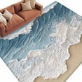 thumbnail image 2 of Abstract Beach Wave Washable Living Room Rugs 5'x7', Blue Watercolor Modern Art Low Pile Throw Large Area Rugs Non-Slip Sturdy Edge Binding Carpet for Dining Room Bedside Kitchen, 2 of 9