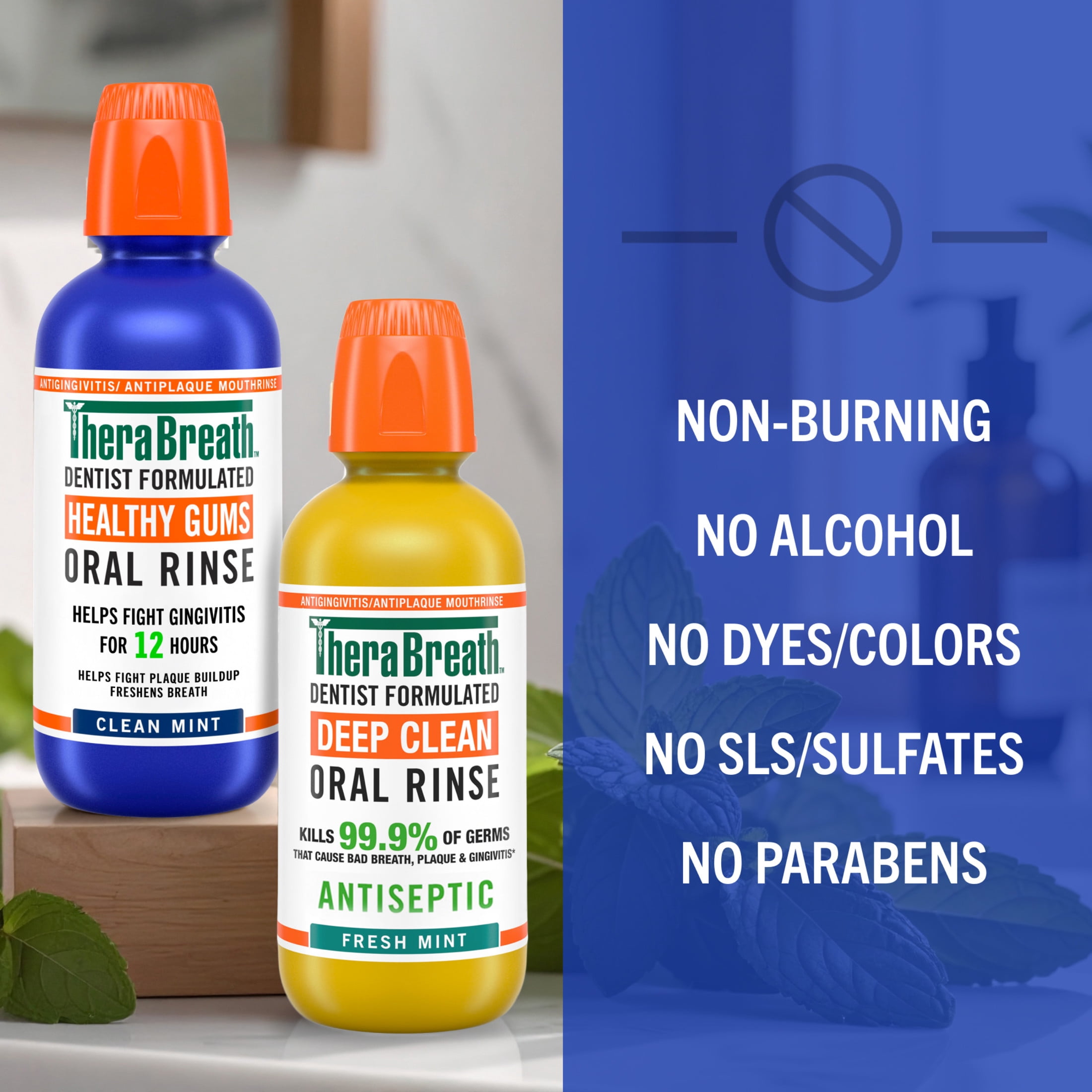 TheraBreath Antigingivitis/Antiplaque Mouthwash Variety Pack, 16 fl oz, 2-Pack