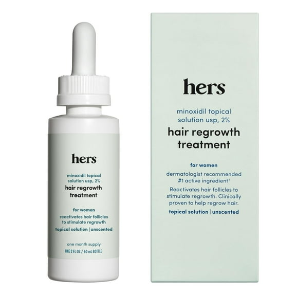 Hers Minoxidil 2% Topical Solution, Hair Regrowth Treatment for Women, 2 fl oz