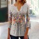 thumbnail image 1 of ICHUANYI Clearance Women's Casual Trumpet 3/4 Sleeve Printed Buttoned Basic Ruched Corset Tunic Tops Pleated T-shirts Blouses(Beige, XXL) ICHUANYI WER2023080800631, 1 of 5