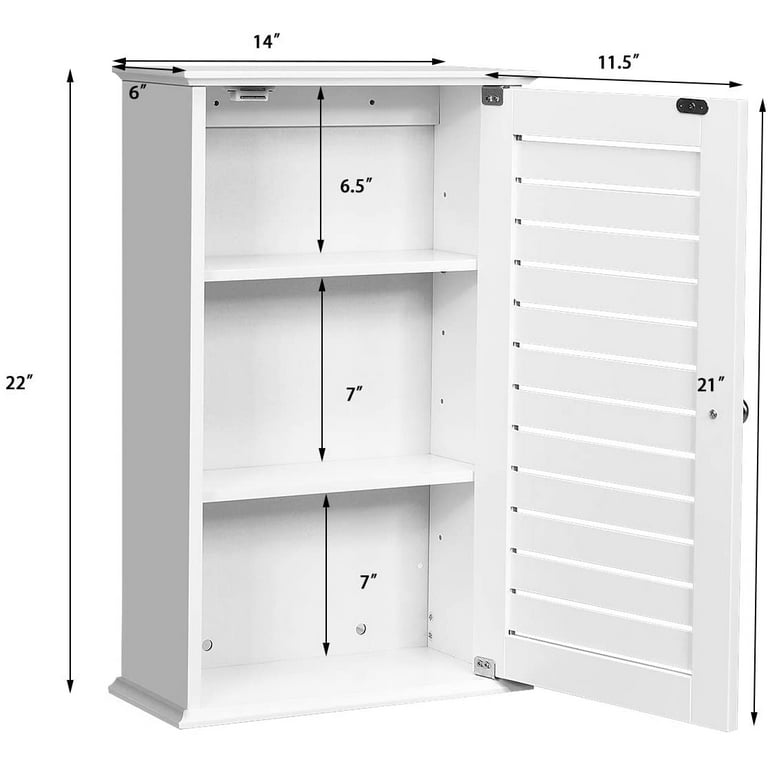 Wood Bathroom Wall Mount Cabinet, Single Door Medicine Storage Organizer  with Height Adjustable Shelves, Navy Blue – Built to Order, Made in USA,  Custom Furniture – Free Delivery
