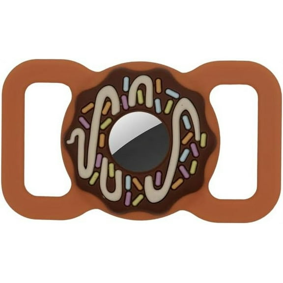 Pet Collar Holder Compatible for Airtag,Protective Cases Covers Dog Cat Collar Holder Doughnut Shape Silicone Waterproof (Large, Brown)