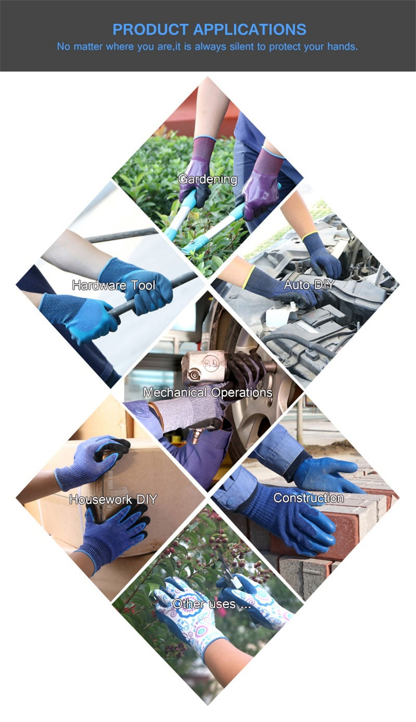 Working Gloves Women Printed Polyester Shell Nitrile Coating Work Safety Gloves Women's Garden Gloves ,Comfort and Durability